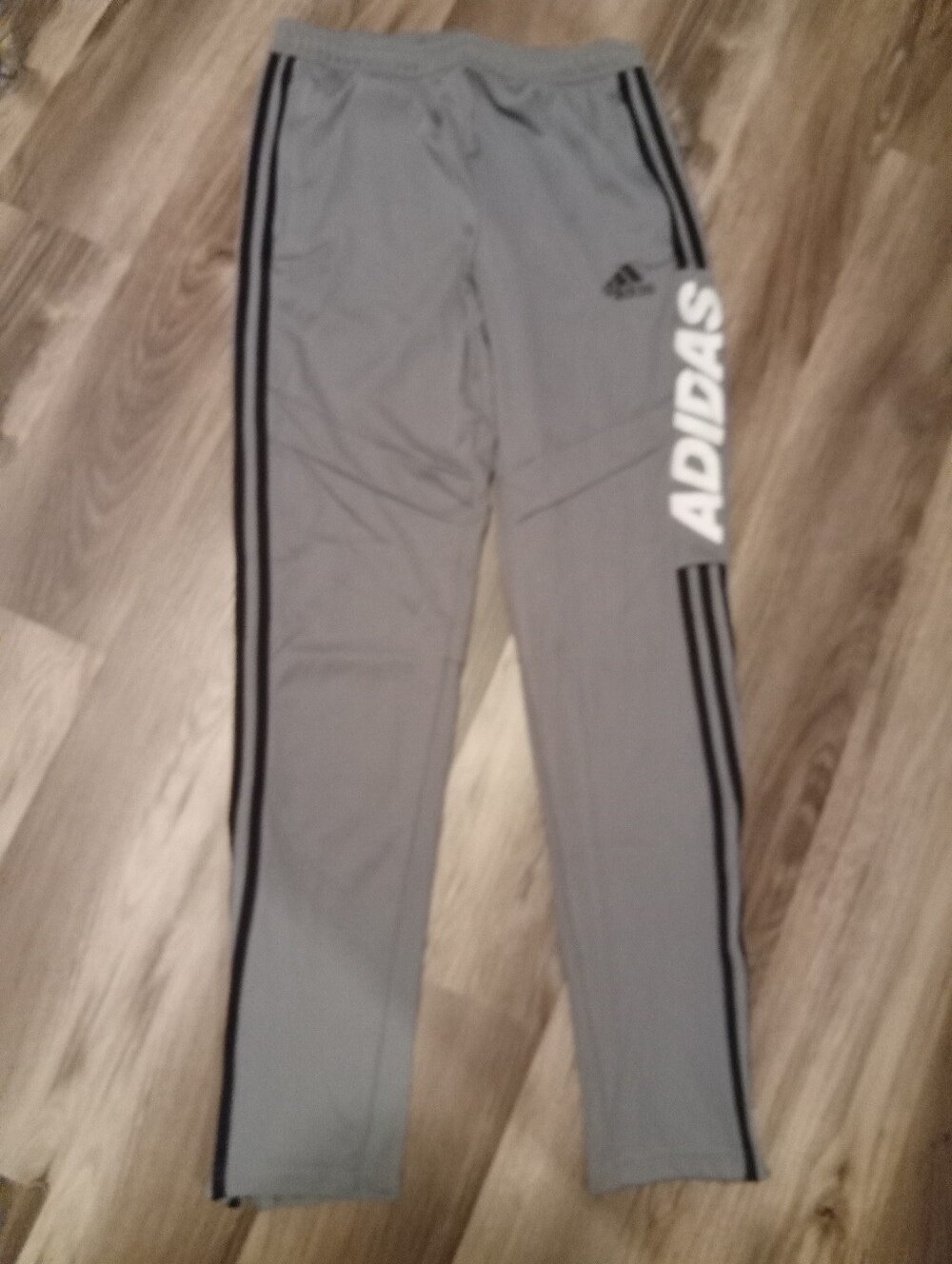 adidas Gray Jogger Sweatpants with Side Stripes and Large Logo